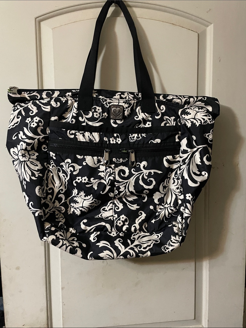 Brighton Black & White Floral LG Tote Bag - Stylish wWomen's Shoulder Bag